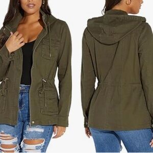 Timing Women’s Green Utility Jacket with Hooded Design Size M‎